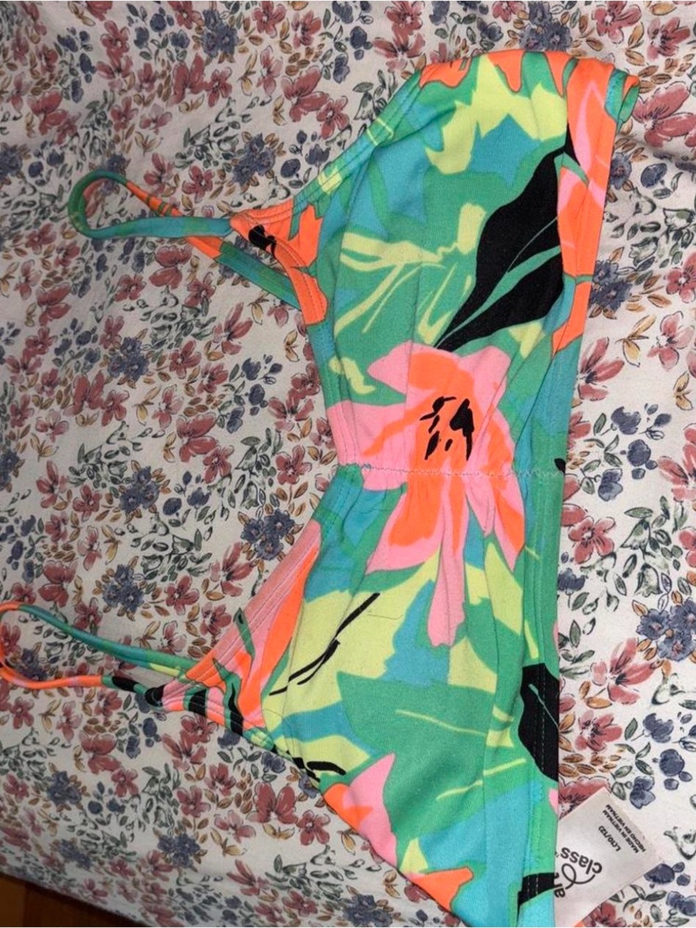 Target Floral Bikini Top in Green, Pink, Orange, Black